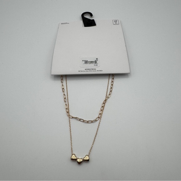 BP. Layered Gold Tone Heart & Link Necklace NWT - Picture 3 of 5